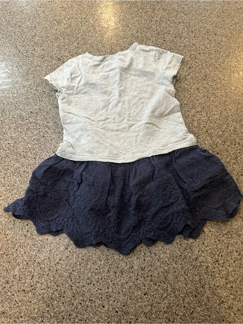 OshKosh B'gosh Gray Top with Navy Lace Skirt and Pink Heart